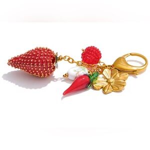 Gold and Red Charm Keychain